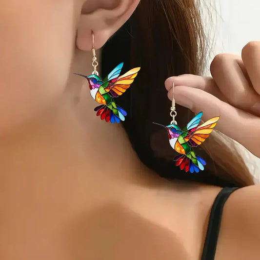 Spalvotos kolibri auskarai